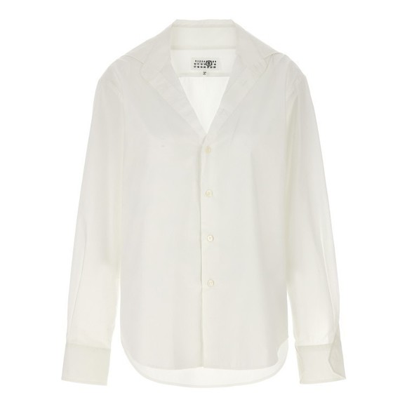 Mm6 By Maison Margiela V-Neck Cotton Shirt With Long Cuffed Sleeves - NWT - Picture 1 of 4